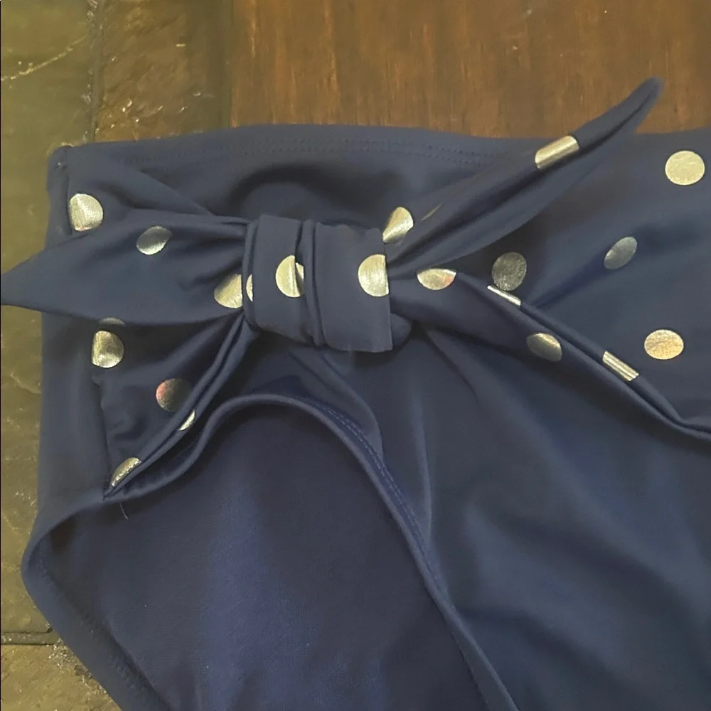 Girl' Justice Navy with Silver Polka Dot Two-Piece Swim Set